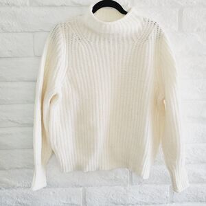 Madewell Loretto Mockneck Pullover Sweater Cozy Knit Sweater Antique Cream SZ M